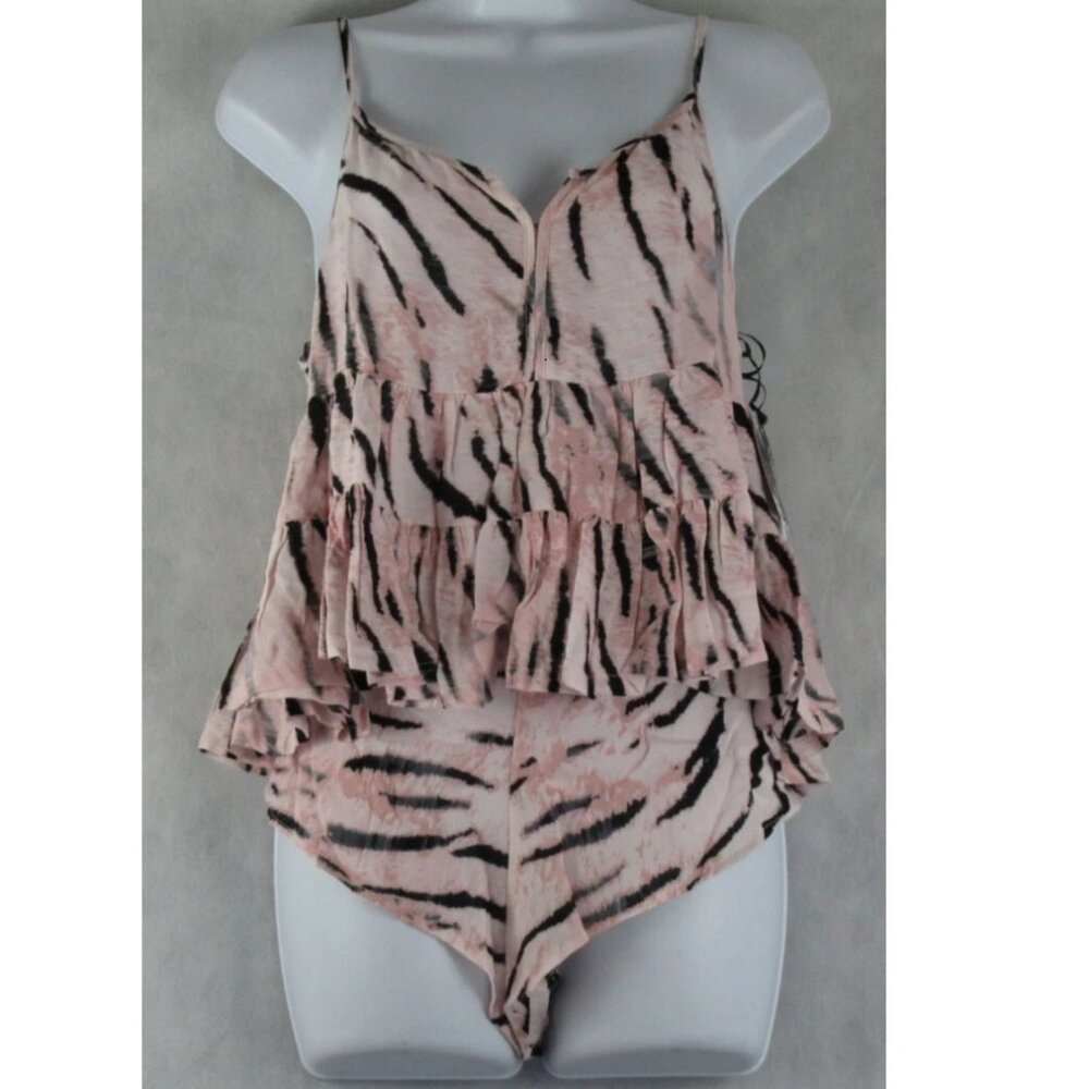 Midnight Bakery Women's 2-Piece Rayon Pajama Set, Pink Animal Print, Large